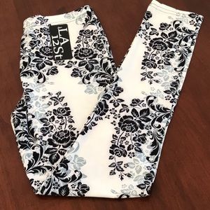 One Size ,LA 12ST LEGGINGS Roses, Black/White Leggings